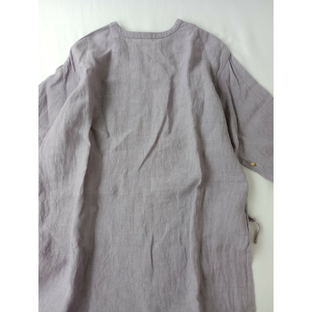 ARCHI アーキ LINEN SIDE OPEN SHIRT リネン 麻 100％ サイド オープン プルオーバー シャツ ブラウス トップス 長袖 パープル S【中古】