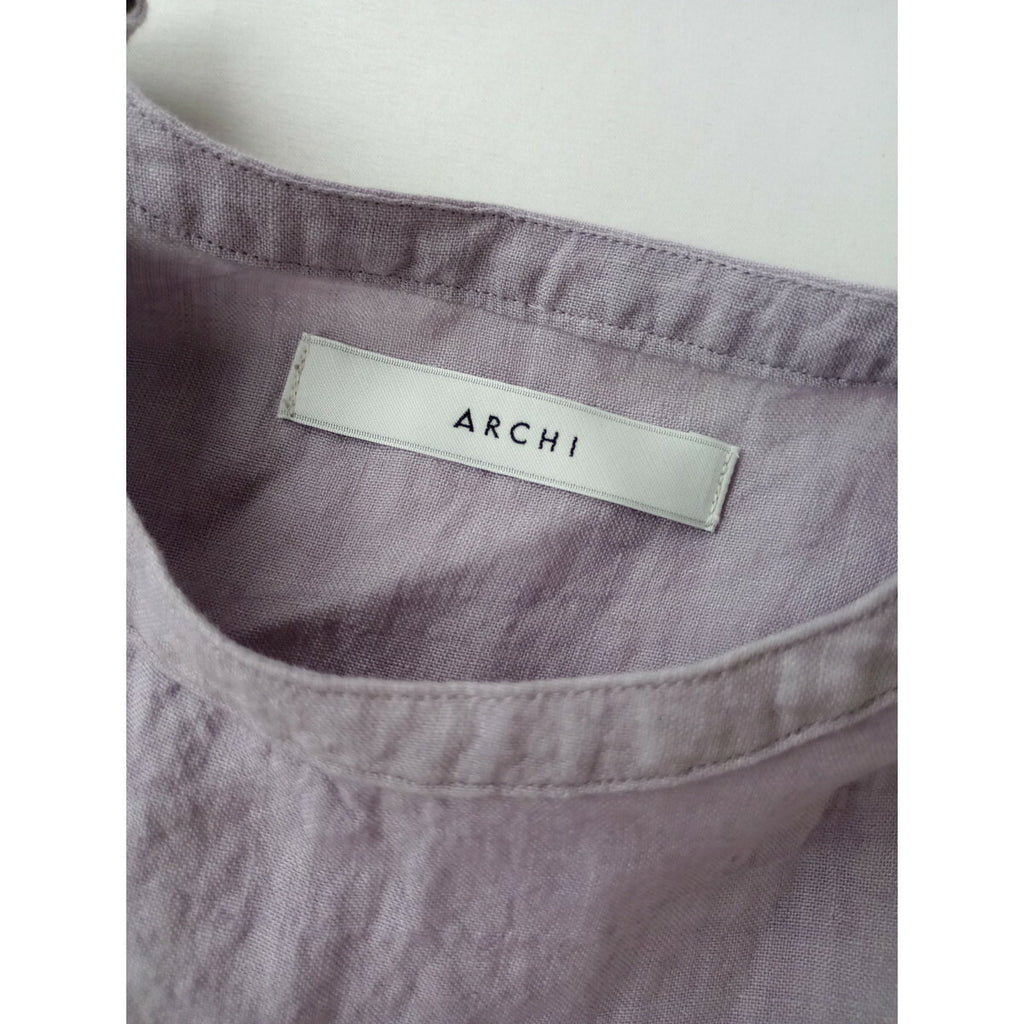 ARCHI アーキ LINEN SIDE OPEN SHIRT リネン 麻 100％ サイド オープン プルオーバー シャツ ブラウス トップス 長袖 パープル S【中古】