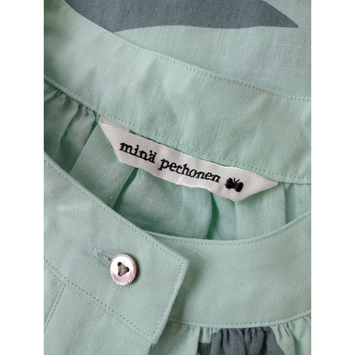 mina perhonen ミナペルホネン mori no umi リネン 100％ ワンピース ミントグリーン グレー 36【中古】