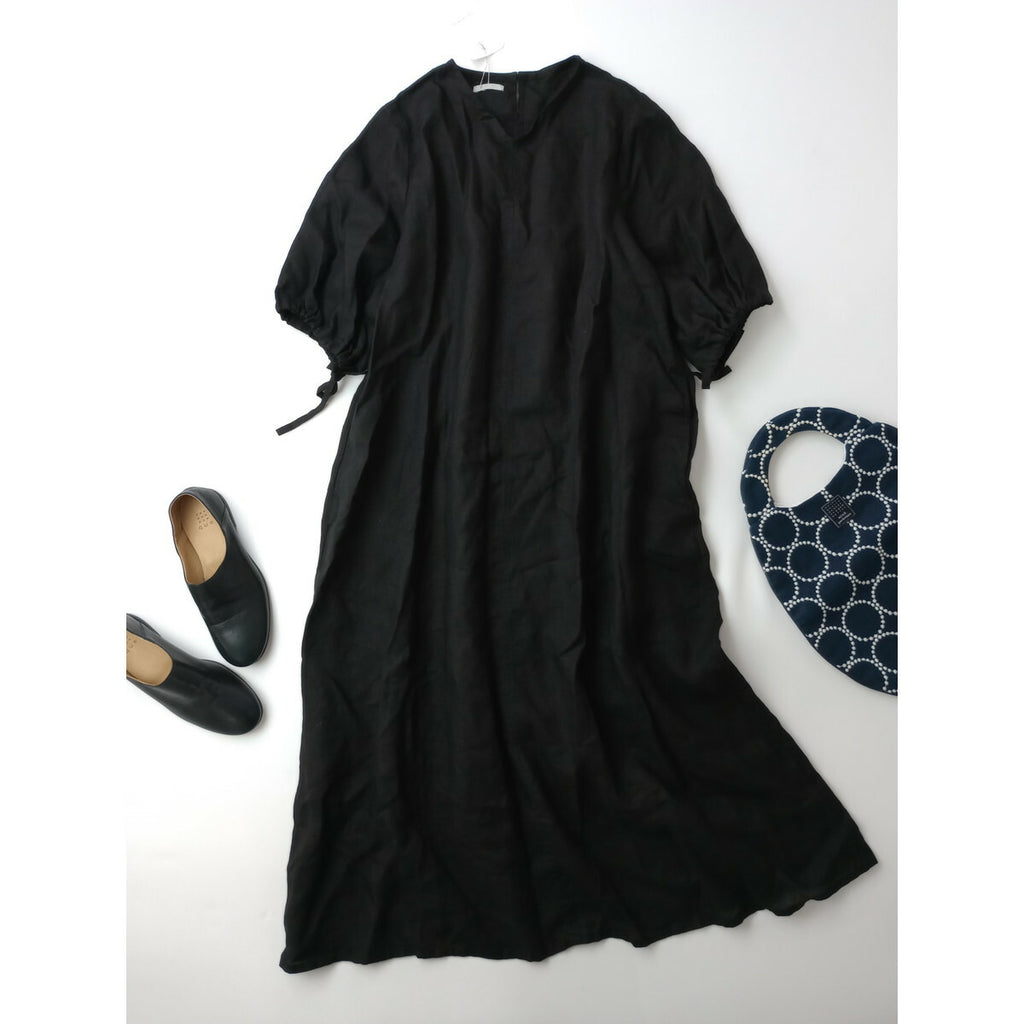 fog linen work フォグリネンワーク SAARA DRESS BLACK リトアニア リネン ロング ワンピース 黒 ブラック【中古】