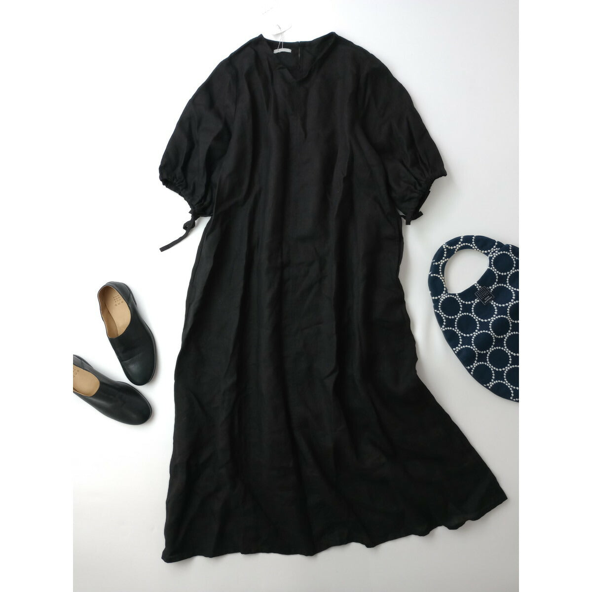 fog linen work フォグリネンワーク SAARA DRESS BLACK リトアニア リネン ロング ワンピース 黒 ブラック【中古】