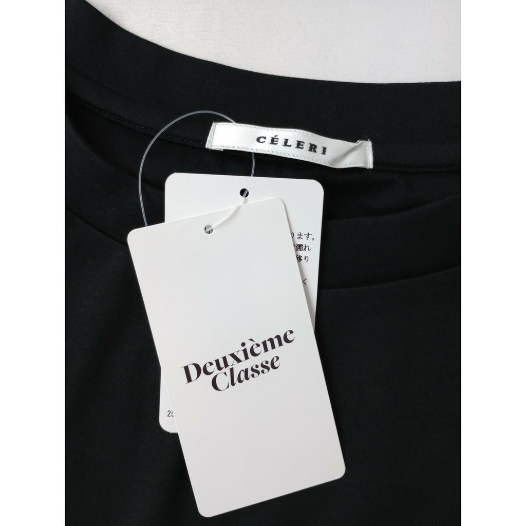 新品 25SS CELERI セルリ Deuxieme Classe ドゥーズィエムクラス CELERI フレンチスリーブ Tシャツ トップス カットソー 黒 ブラック