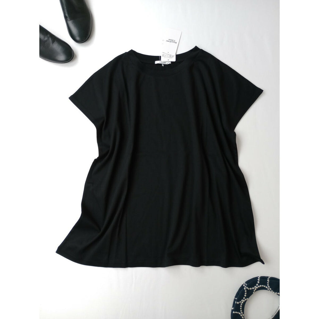 新品 25SS CELERI セルリ Deuxieme Classe ドゥーズィエムクラス CELERI フレンチスリーブ Tシャツ トップス カットソー 黒 ブラック