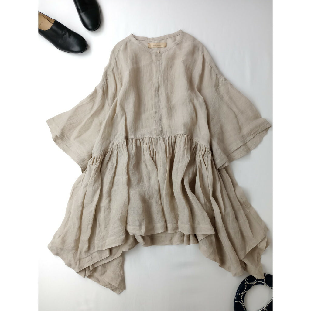 25SS suzuki takayuki スズキタカユキ jellyfish pullover リネン 麻 100％ プルオーバー ブラウス トップス ベージュ 生成り【中古】