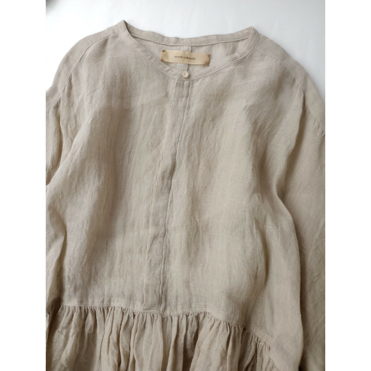 25SS suzuki takayuki スズキタカユキ jellyfish pullover リネン 麻 100％ プルオーバー ブラウス トップス ベージュ 生成り【中古】