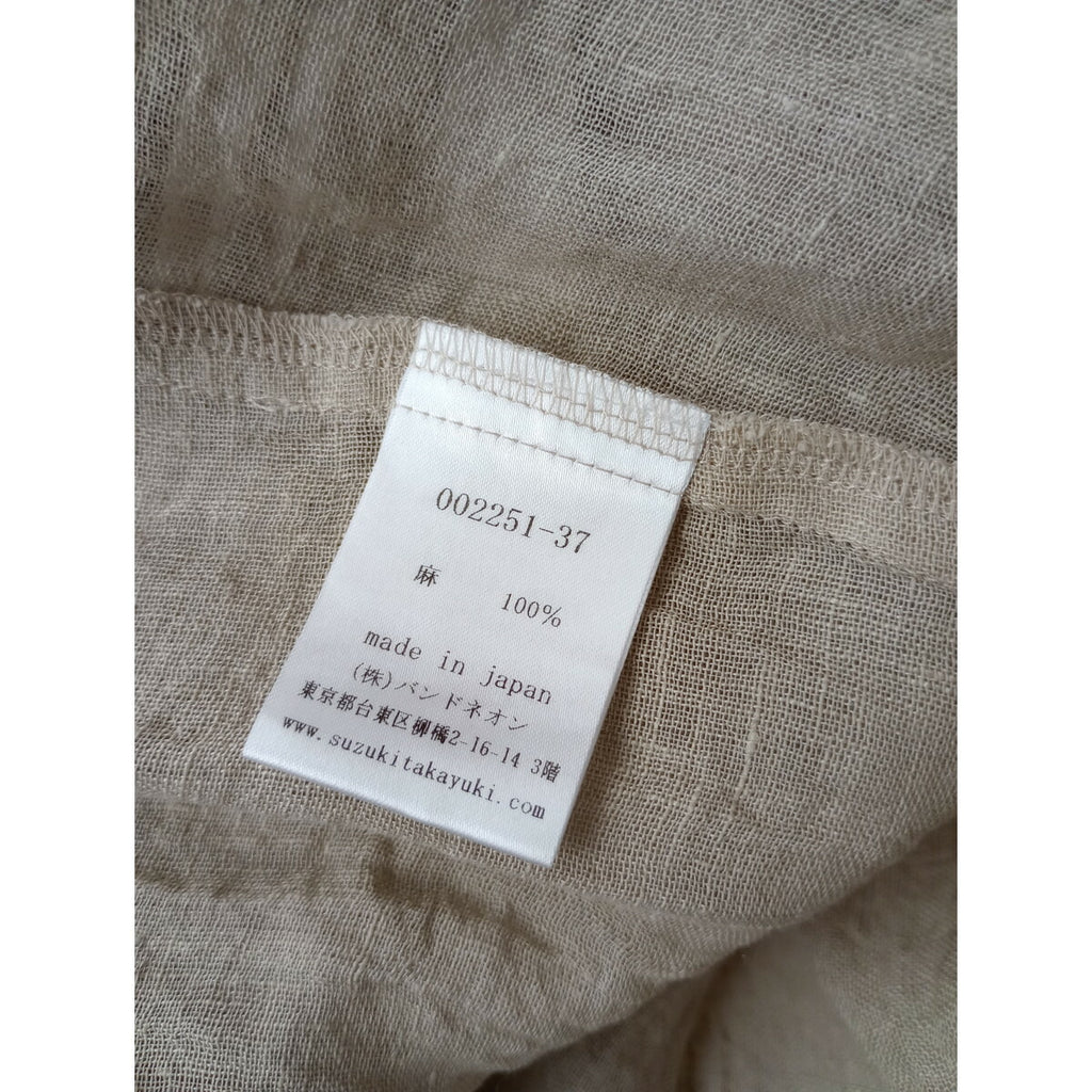 25SS suzuki takayuki スズキタカユキ jellyfish pullover リネン 麻 100％ プルオーバー ブラウス トップス ベージュ 生成り【中古】