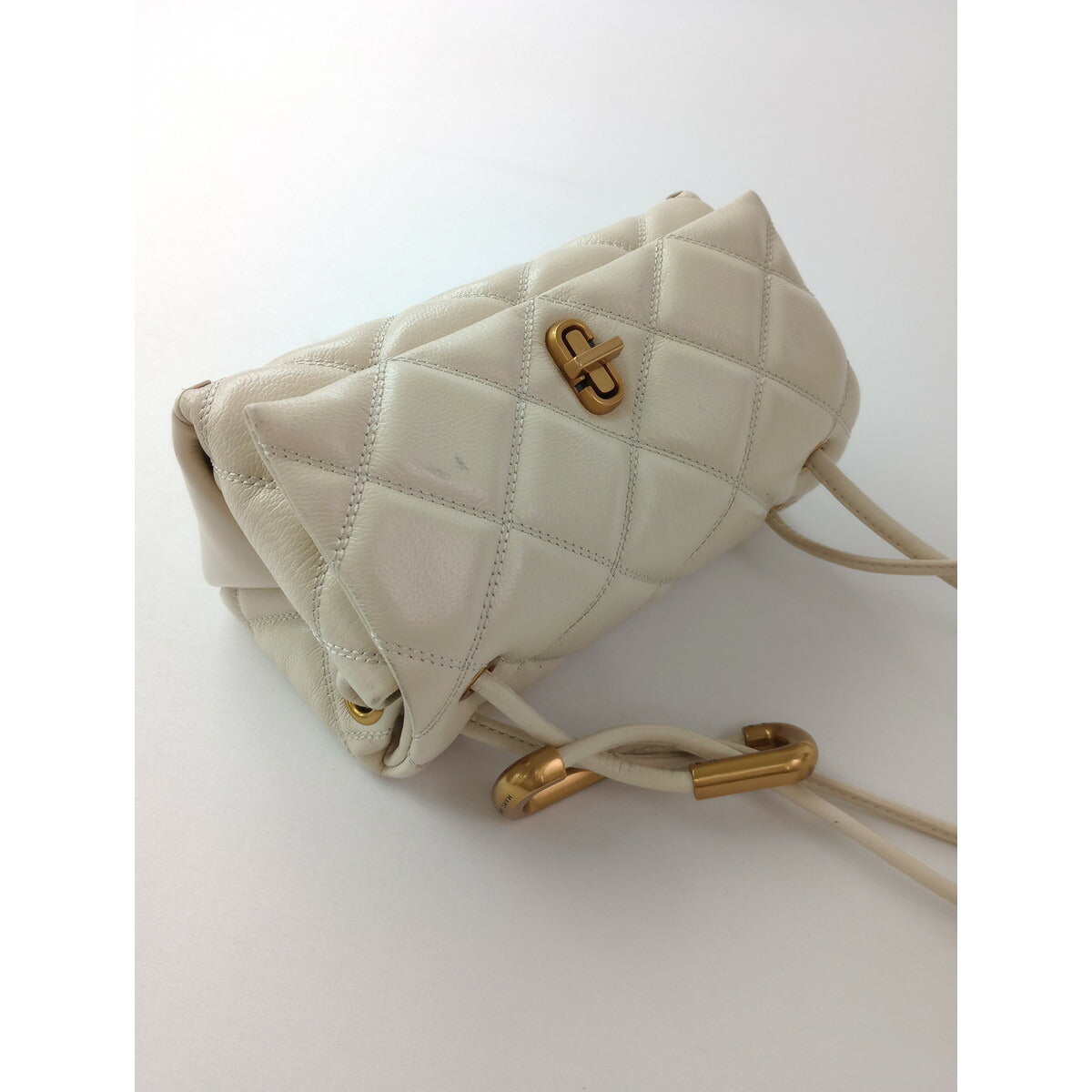 MARC JACOBS マークジェイコブス ザ キルテッド レザー デュアル バッグ ショルダー ミニ ライト ベージュ【中古】