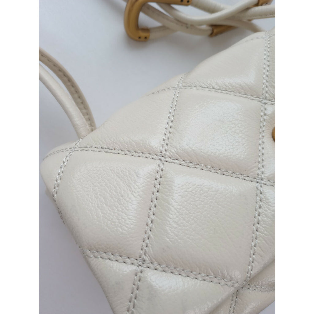 MARC JACOBS マークジェイコブス ザ キルテッド レザー デュアル バッグ ショルダー ミニ ライト ベージュ【中古】