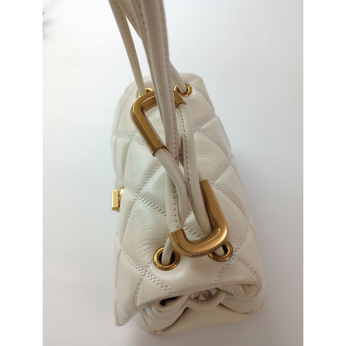 MARC JACOBS マークジェイコブス ザ キルテッド レザー デュアル バッグ ショルダー ミニ ライト ベージュ【中古】