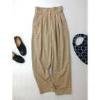 24AW CLANE クラネ ワイド ベルト タック パンツ ベージュコットン 1【中古】