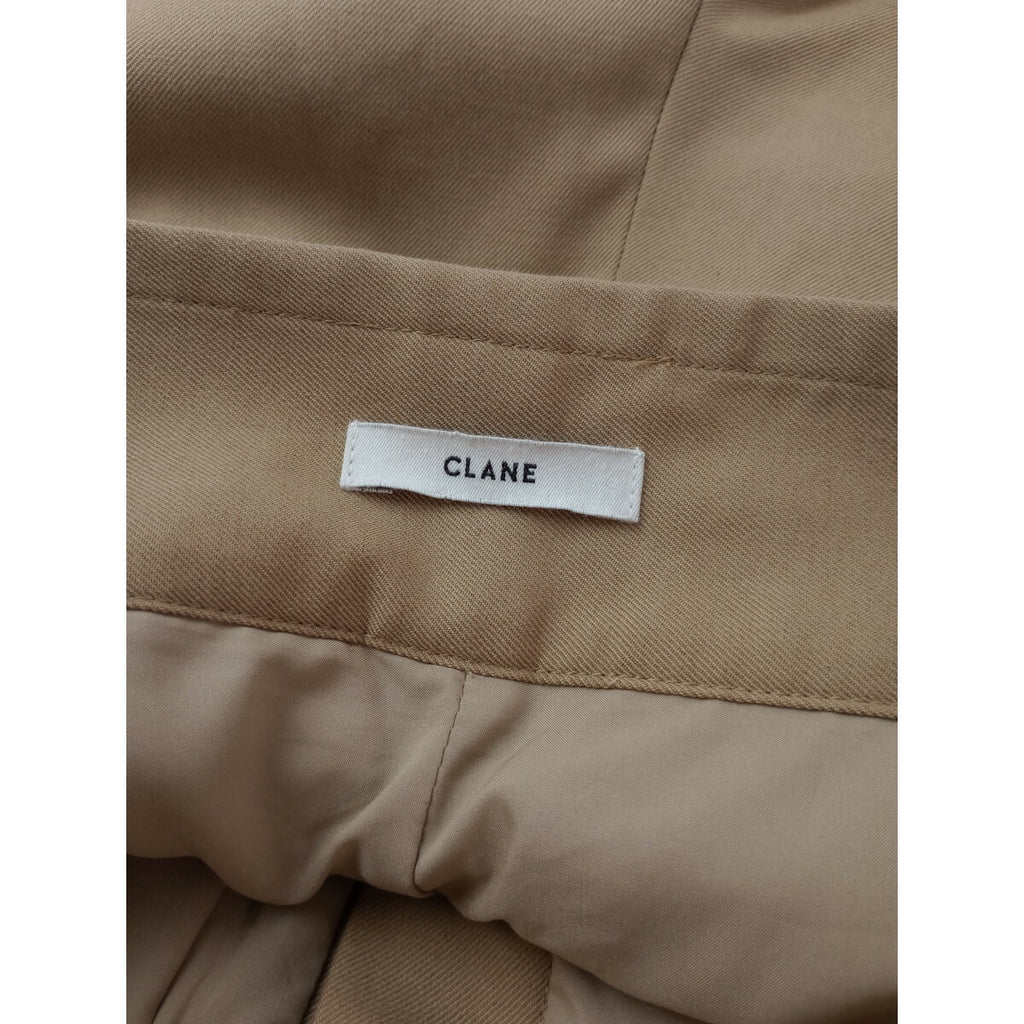 24AW CLANE クラネ ワイド ベルト タック パンツ ベージュコットン 1【中古】