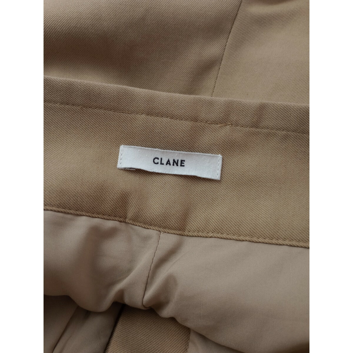 24AW CLANE クラネ ワイド ベルト タック パンツ ベージュコットン 1【中古】