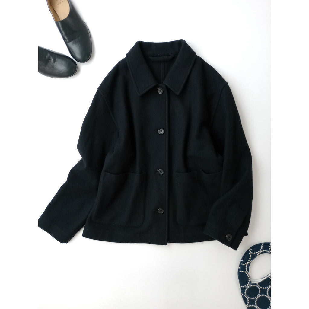 24AW MARGARET HOWELL マーガレットハウエル SOFT WOOL TWILL ウール 毛 100％ 長袖 ジャケット 黒 ブラック 1 (15M＋0516)【中古】