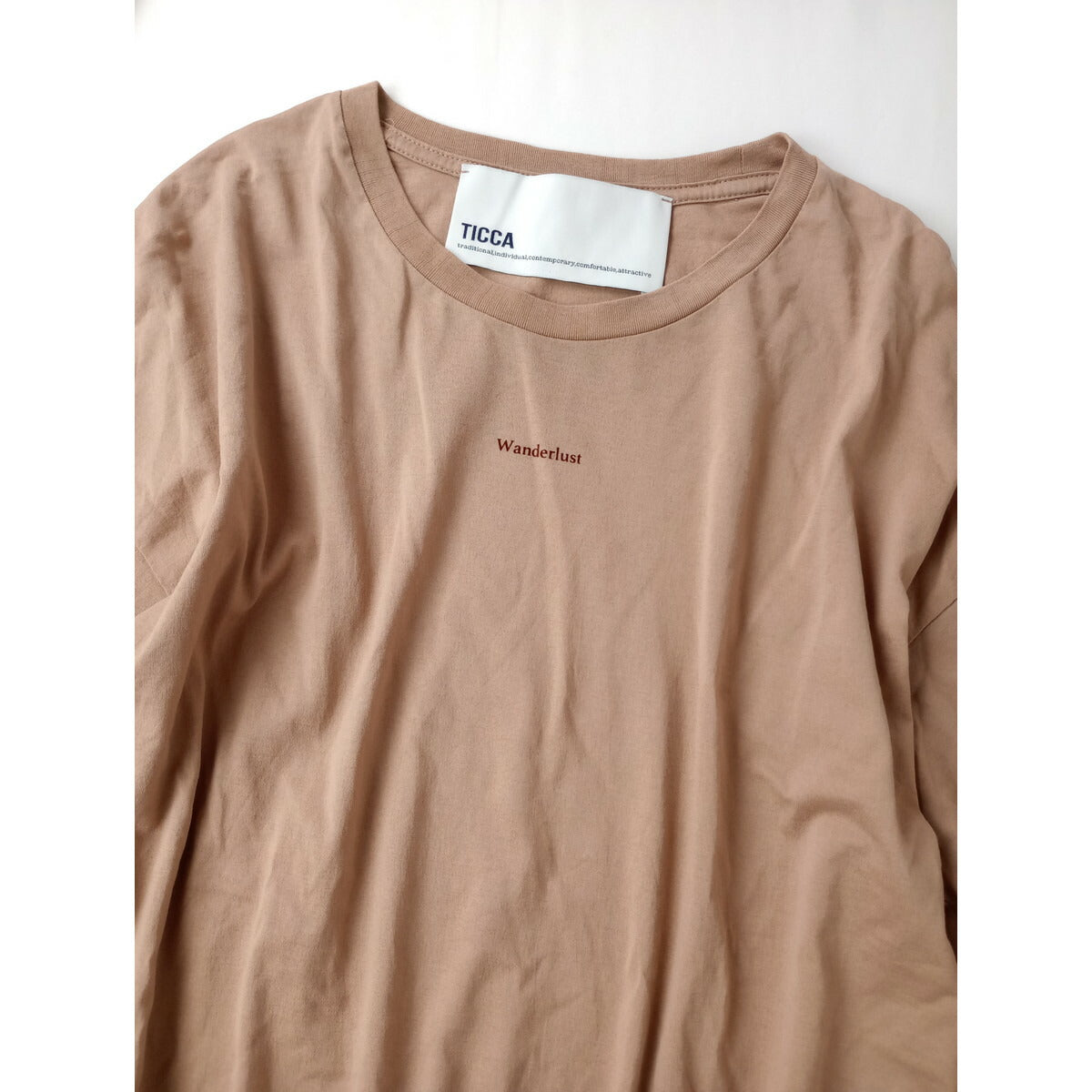 TICCA ティッカ Wanderlust 半袖 Tシャツ カットソー コットン 綿 100％ トップス くすみピンク【中古】