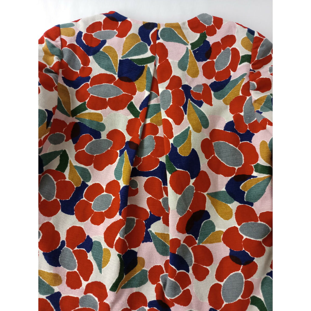 mina perhonen ミナペルホネン flowerscope 総柄 ノーカラー ジャケット スカート セットアップ 赤 36 38【中古】