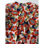 mina perhonen ミナペルホネン flowerscope 総柄 ノーカラー ジャケット スカート セットアップ 赤 36 38【中古】