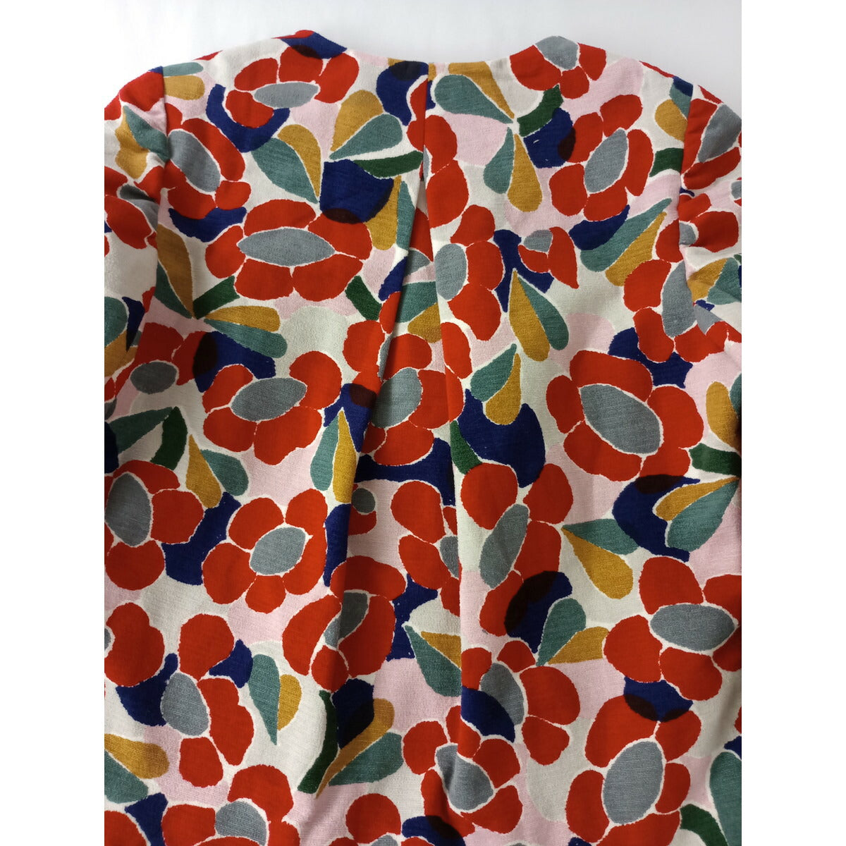 mina perhonen ミナペルホネン flowerscope 総柄 ノーカラー ジャケット スカート セットアップ 赤 36 38【中古】