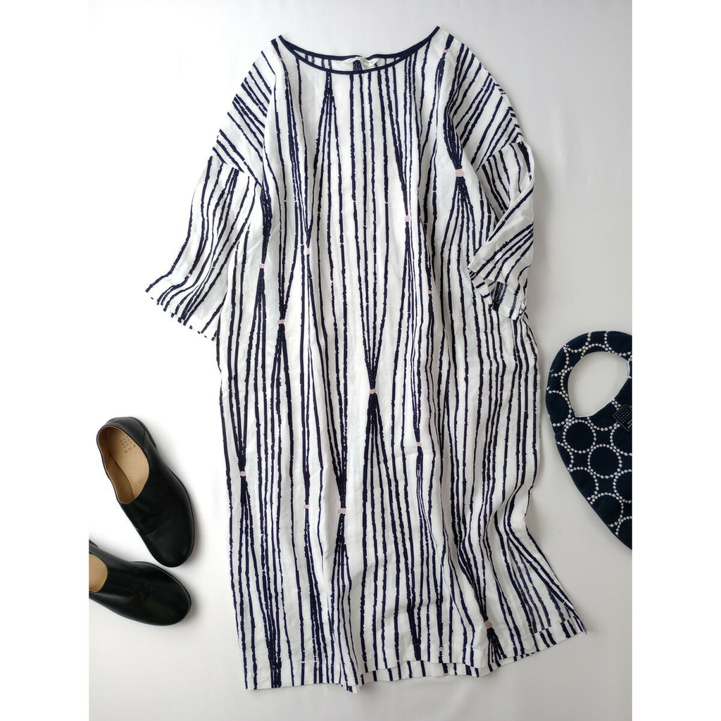 mina perhonen ミナペルホネン taba リネン 麻 100％ ロング ワンピース 白 36【中古】