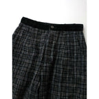 22AW SUSURI ススリ コットン ウール チェック柄 ソワー パンツ 黒 ブラック 0 (25M+0817)【中古】