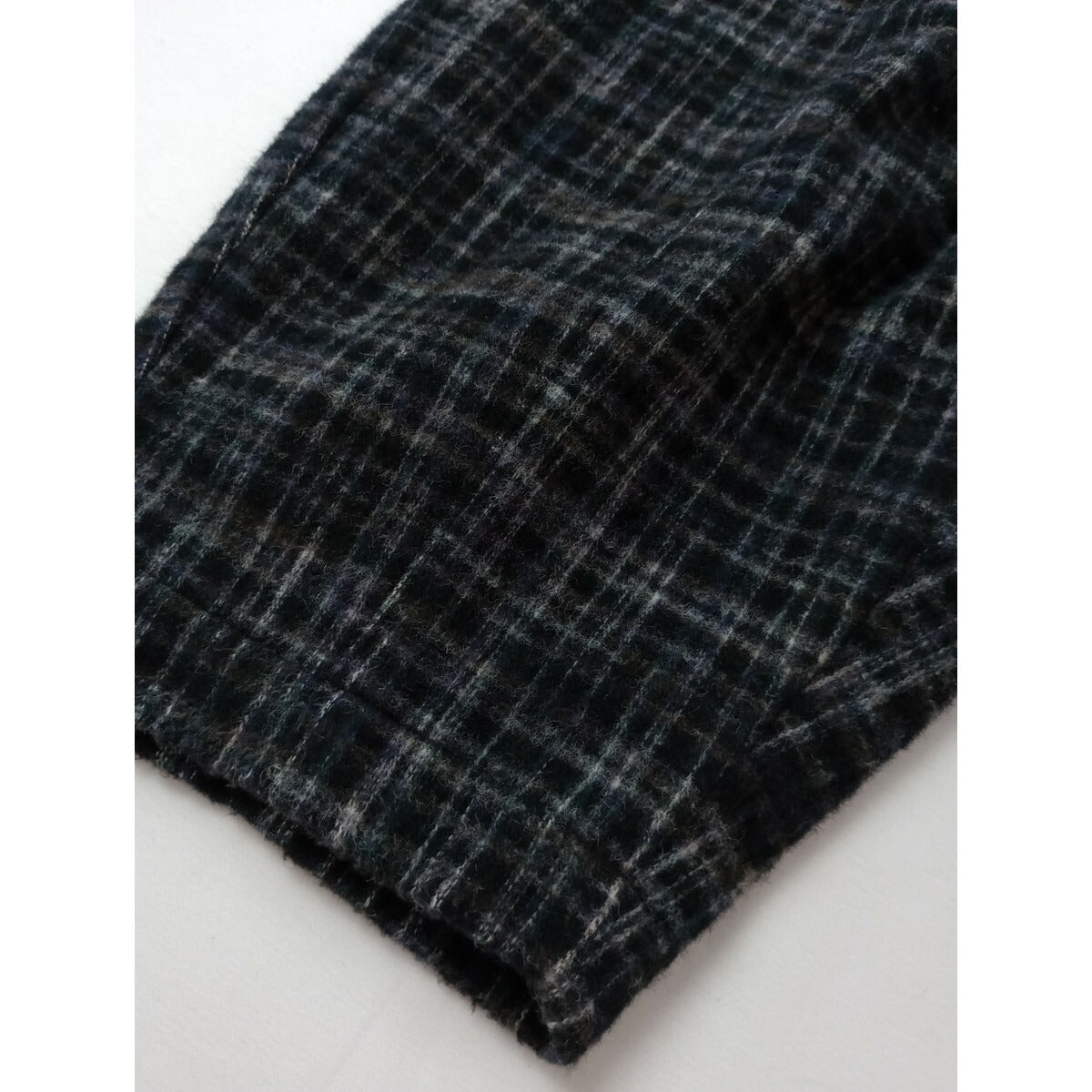 22AW SUSURI ススリ コットン ウール チェック柄 ソワー パンツ 黒 ブラック 0 (25M+0817)【中古】