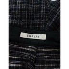 22AW SUSURI ススリ コットン ウール チェック柄 ソワー パンツ 黒 ブラック 0 (25M+0817)【中古】