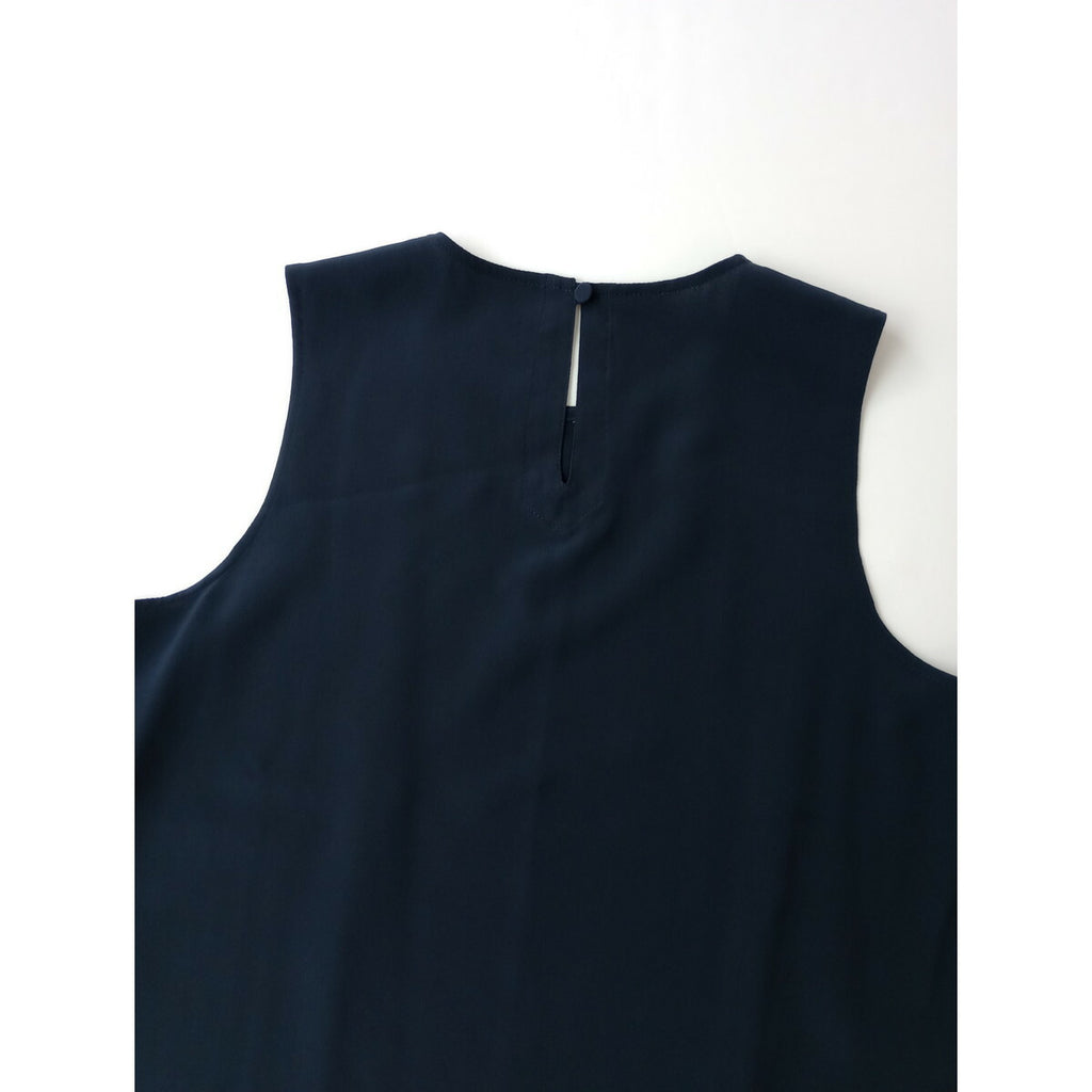 -M- [medium] ミディアム days 小暮美奈子 シルク 100％ タンクトップ トップス カットソー ネイビー M【中古】