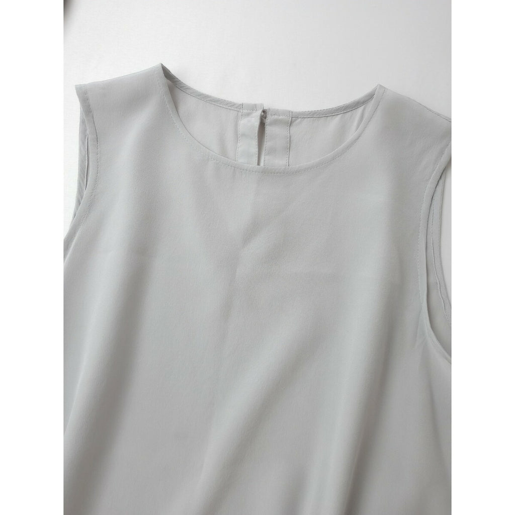 -M- [medium] ミディアム days 小暮美奈子 シルク 100％ タンクトップ トップス カットソー グレー M【中古】