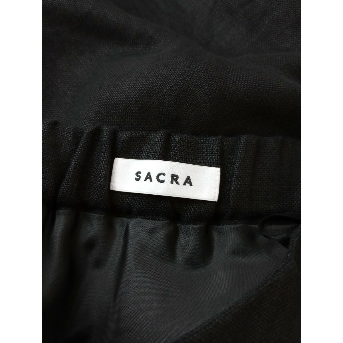 23SS SACRA サクラ RUSTIC LINEN SKIRT リネン ロング スカート 黒 ブラック 38【中古】