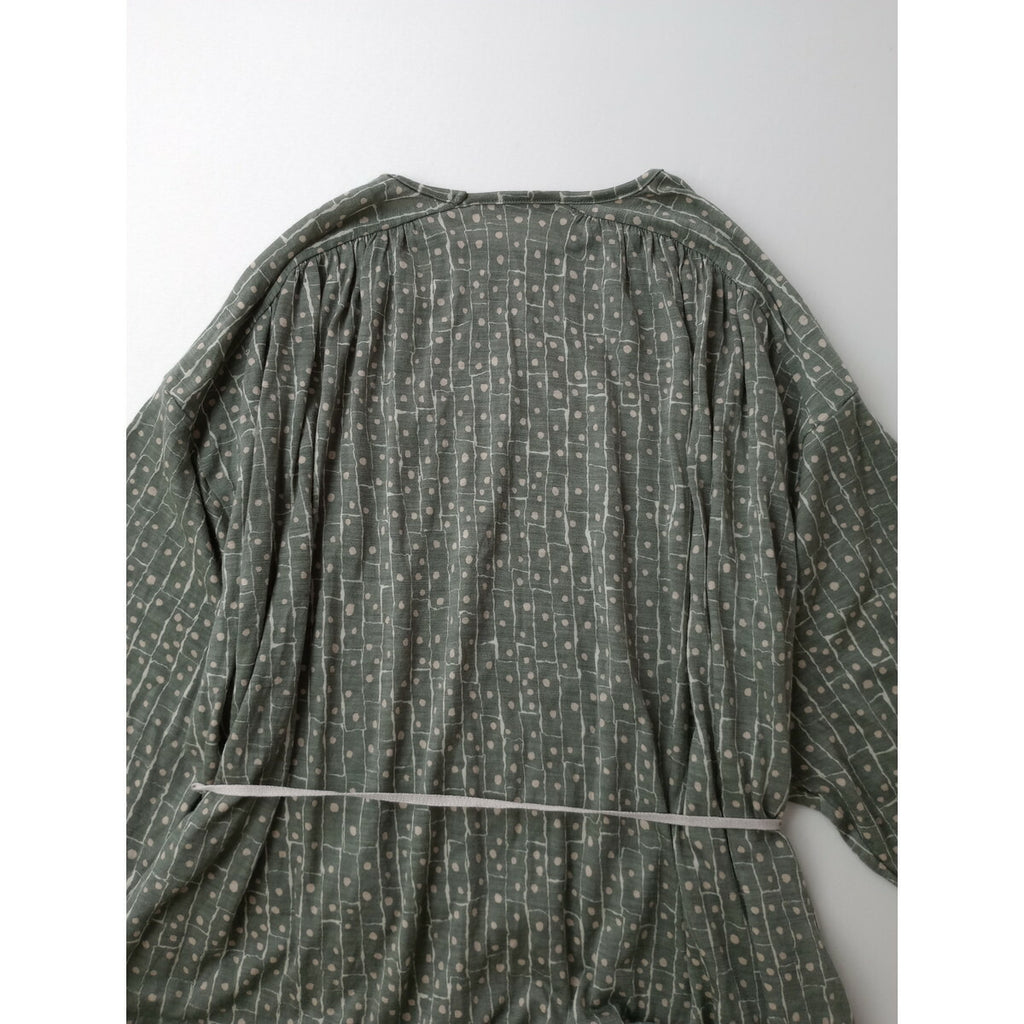 mina perhonen ミナペルホネン winter travel ウール100％ ロング ワンピース 長袖 くすみ カーキ 38【中古】
