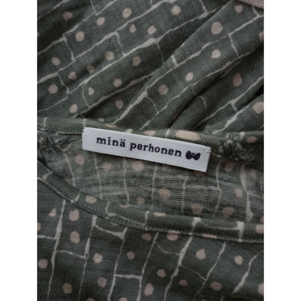 mina perhonen ミナペルホネン winter travel ウール100％ ロング ワンピース 長袖 くすみ カーキ 38【中古】