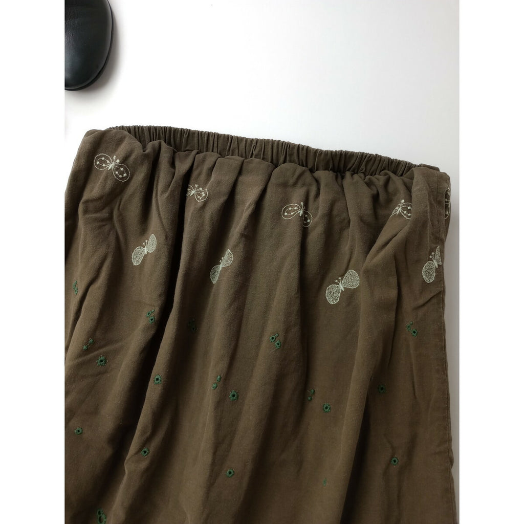 mina perhonen LAUNDRY ミナペルホネン ランドリー sunny spotcho エンブロイダリー スカート カーキ 36【中古】