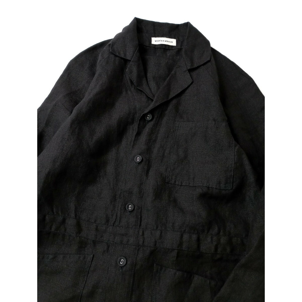 MOUNTAIN MORNING×foglinenworkマウンテンモーンングフォグリネンワークリネン 麻 100％ オールインワンサロペット つなぎ 黒 ブラック【中古】