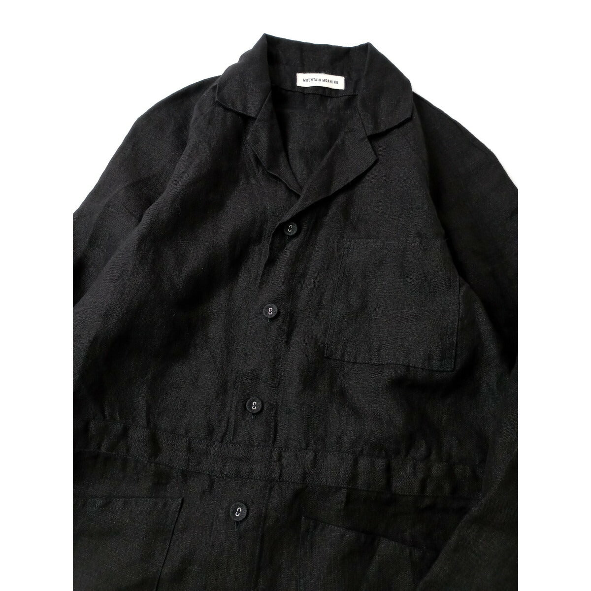 MOUNTAIN MORNING×foglinenworkマウンテンモーンングフォグリネンワークリネン 麻 100％ オールインワンサロペット つなぎ 黒 ブラック【中古】