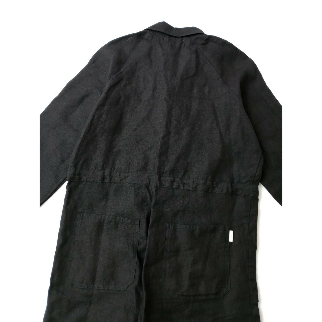 MOUNTAIN MORNING×foglinenworkマウンテンモーンングフォグリネンワークリネン 麻 100％ オールインワンサロペット つなぎ 黒 ブラック【中古】