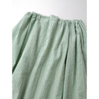MEYAME メヤメ STRIPED LONG SKIRT シア サッカー ストライプ ドロング スカート グリーン F【中古】