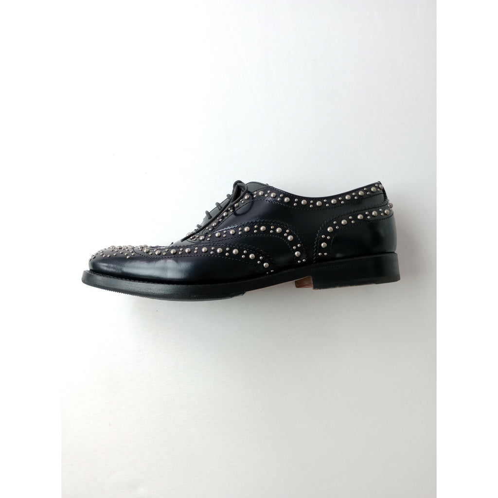 Church's チャーチ Burwood バーウッド スタッズ レースアップ レザー シューズ 靴 黒 ブラック 35【中古】