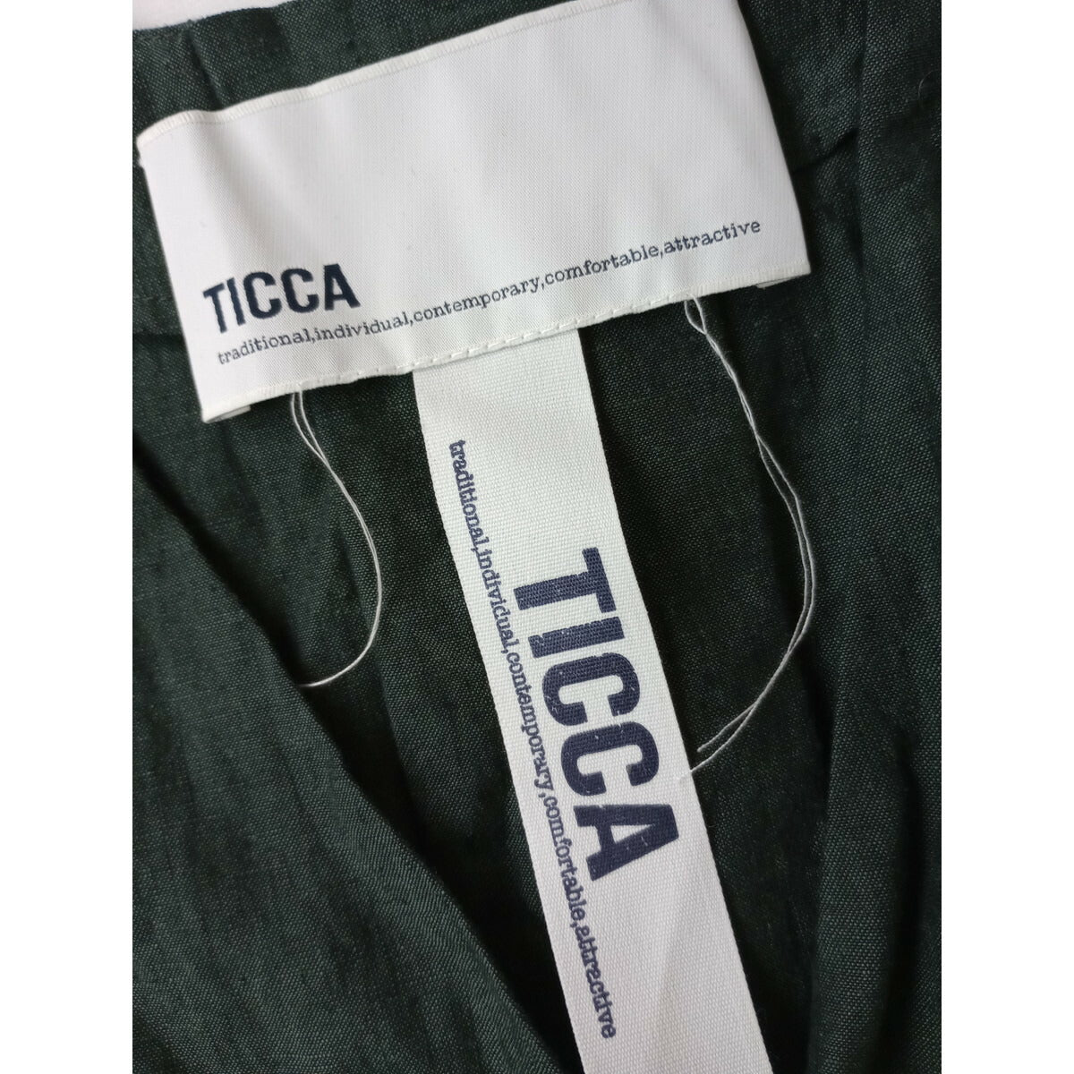TICCA ティッカ リネン レースアップ ベスト カーキ【中古】