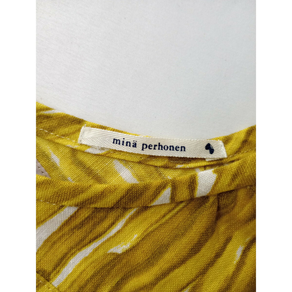 mina perhonen ミナペルホネン so-gen リネン 麻 100％ ワンピース 黄 イエロー 36【中古】