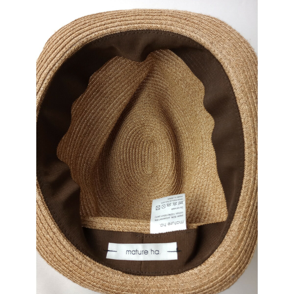 mature ha. マチュアーハ BOXED HAT ペーパー ハット 帽子 グレーリボン【中古】