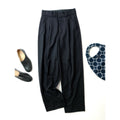 24SS MARGARET HOWELL × FOX BROTHERS マーガレットハウエル SUMMER WOOL トラウザーズ パンツ ウール 毛 100％ 黒 ブラック 1【中古】