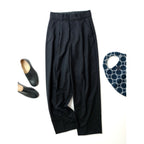 24SS MARGARET HOWELL × FOX BROTHERS マーガレットハウエル SUMMER WOOL トラウザーズ パンツ ウール 毛 100％ 黒 ブラック 1【中古】
