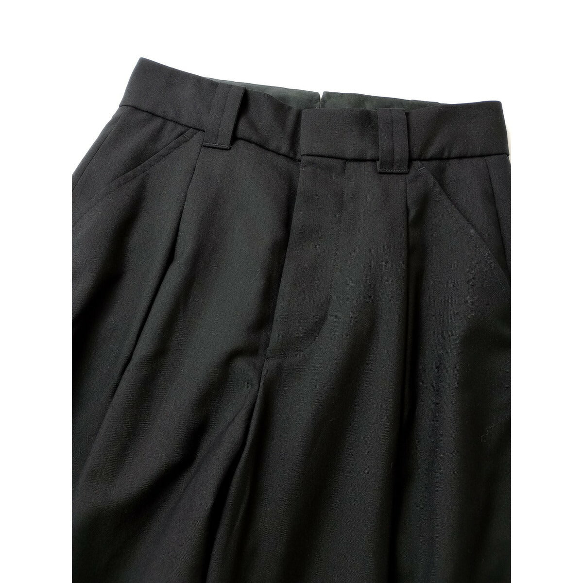 24SS MARGARET HOWELL × FOX BROTHERS マーガレットハウエル SUMMER WOOL トラウザーズ パンツ ウール 毛 100％ 黒 ブラック 1【中古】