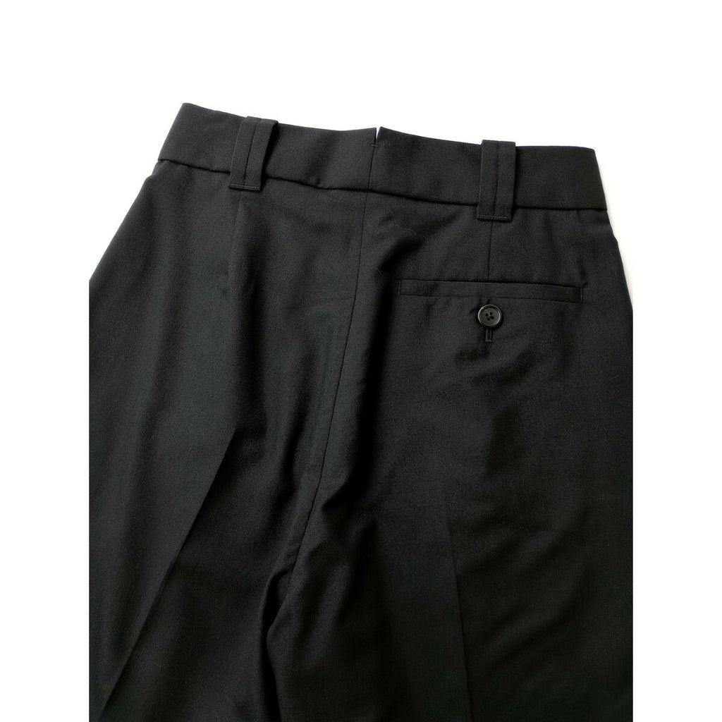 24SS MARGARET HOWELL × FOX BROTHERS マーガレットハウエル SUMMER WOOL トラウザーズ パンツ ウール 毛 100％ 黒 ブラック 1【中古】