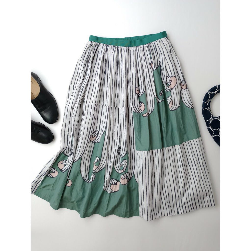 mina perhonen ミナペルホネン swing ロング スカート グリーン 38【中古】