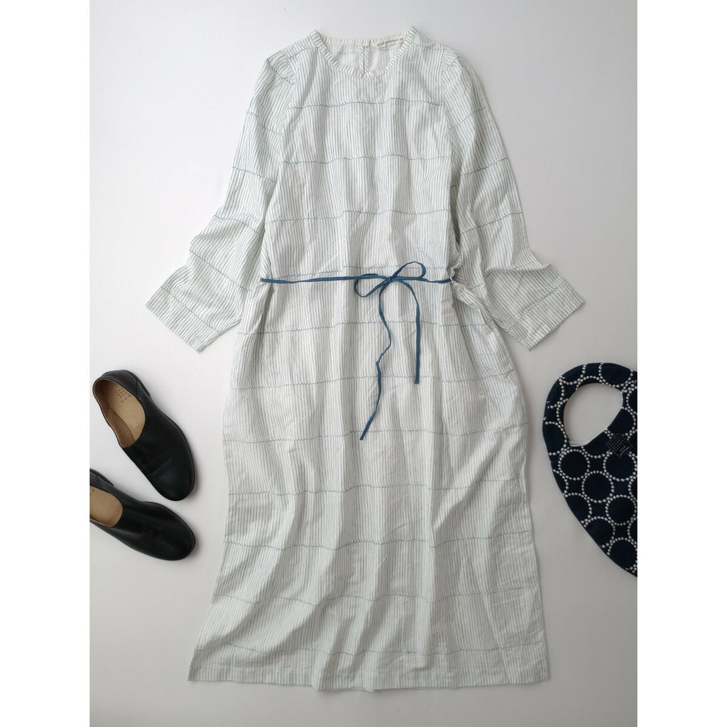 mina perhonen ミナペルホネン misty line 長袖 ロング ワンピース 白 36【中古】