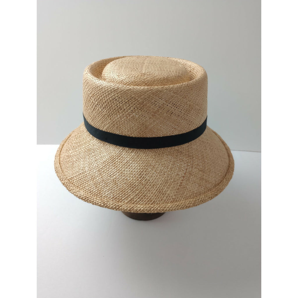 BERRETTA ベルレッタ 麦わら帽子 リボン ハット 黒 ブラック【中古】