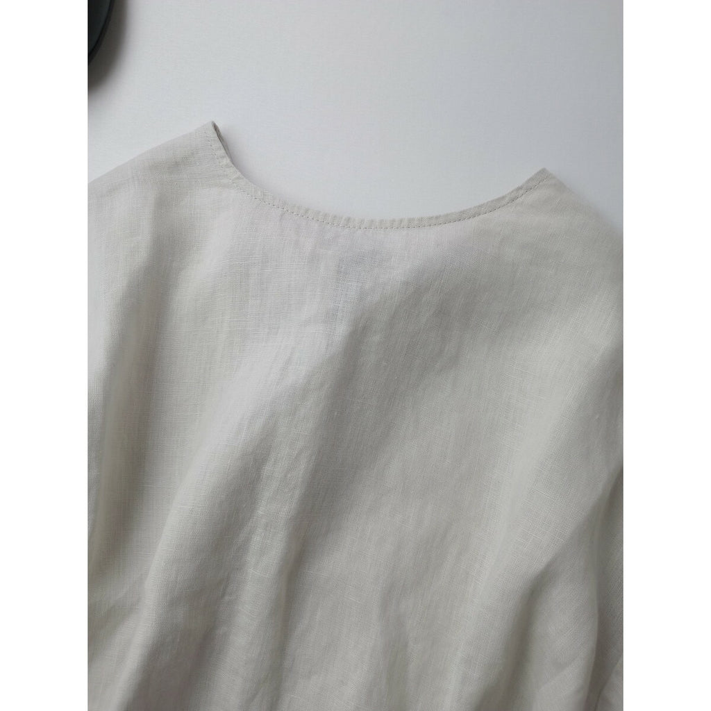 fog linen work フォグリネンワーク バック リボン リネン ブラウス トップス 生成り【中古】