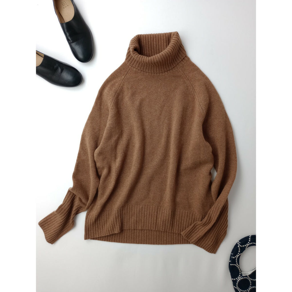 LEE MATHEWS リー・マシュー カシミヤ 100％ タートルネック ニット 長袖 トップス セーター ブラウン (18M＋0193)【中古】