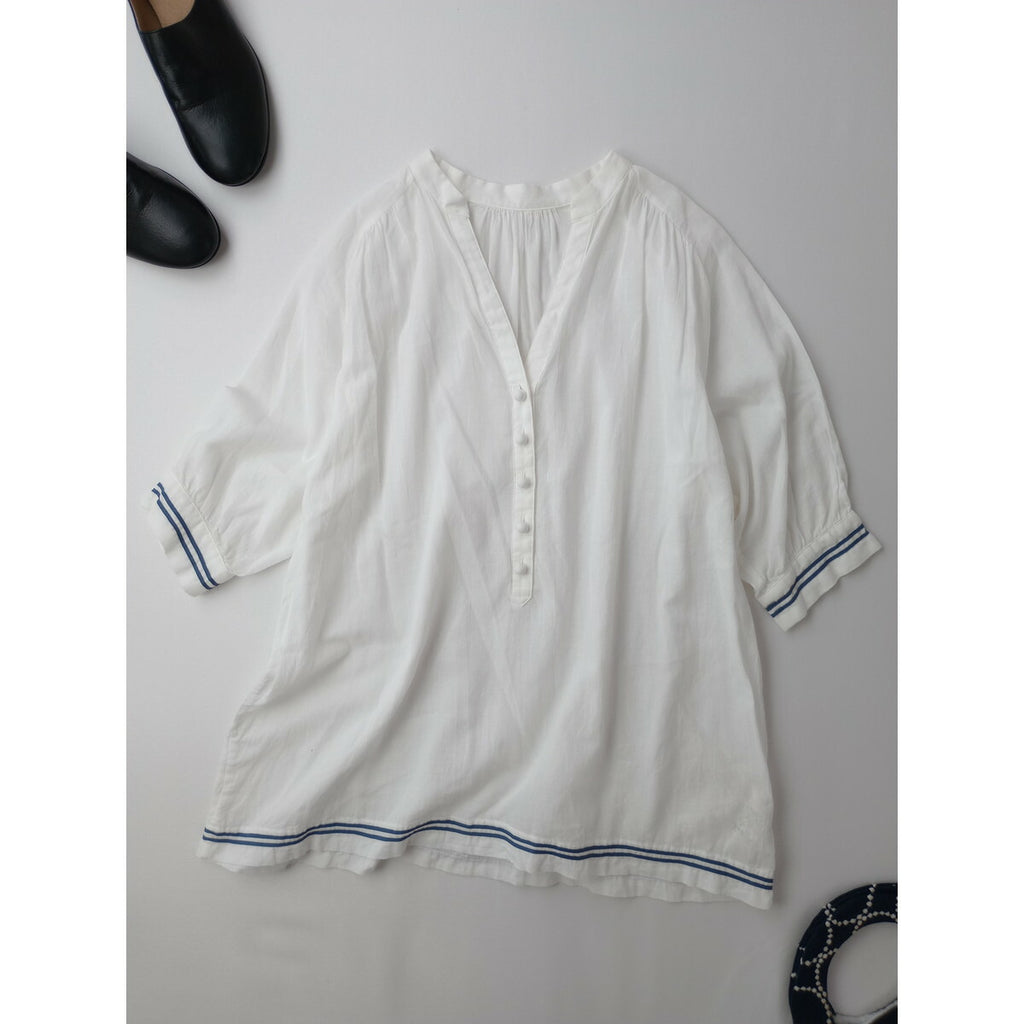 アオ 代官山 Ao daikanyama コットン 綿 100％ プルオーバー ブラウス トップス くるみボタン 白 ホワイト【中古】