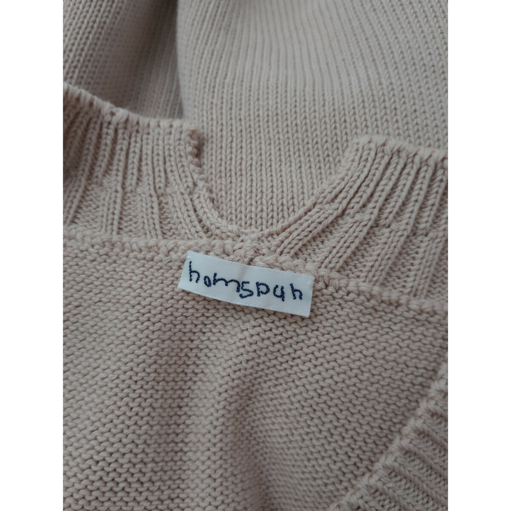 25SS homspun ホームスパン スーピマ コットン 六分袖 Vネック ニット カーディガン ピンク F【中古】